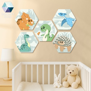 Dinók világa - hatszög dekorációk (5 db) / őslényes, dinós, dinoszauruszos babaszoba dekoráció, Baba - mama, Babaszoba dekoráció, Babaszoba kép, Fotó, grafika, rajz, illusztráció, MESKA