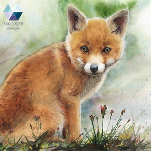 Rókakölyök - akvarell festményről készült nyomat / reprodukció, több méretben - művészet - grafika & illusztráció - művészi nyomat - Meska.hu