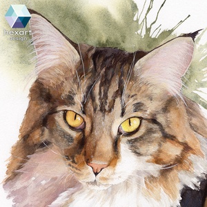Akvarell cica portré festmény saját kép alapján � művészi ajándék 1 vagy 2 kisállatról, több méretben, ajándék kerettel - művészet - festmény - akvarell - Meska.hu