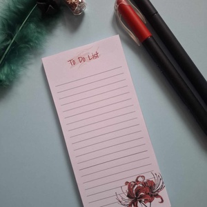 Piros pókliliom mintás To Do List, Otthon & Életmód, Papír, írószer, Jegyzetfüzet & Napló, Fotó, grafika, rajz, illusztráció, Papírművészet, MESKA