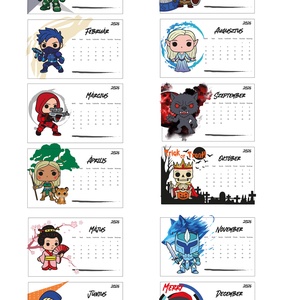 Egyedi kártya naptár - kézzel tervezett FUNKO figurákkal - otthon & életmód - papír, írószer - naptár & tervező - Meska.hu