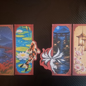 Japán stílusú könyvjelzők, részletgazdag grafikával - Meska.hu