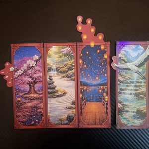 Japán stílusú könyvjelzők a nyugalom és természet ihlette grafikákkal, Könyv & Zene, Könyvjelző, Fotó, grafika, rajz, illusztráció, Papírművészet, MESKA