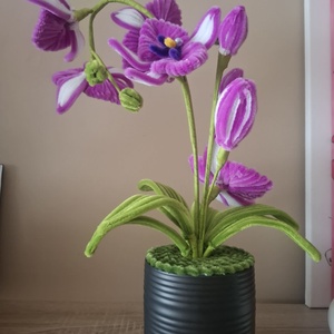 Orchidea kaspóval - otthon & életmód - virágdekoráció - virágdíszek - asztali virágdísz - Meska.hu