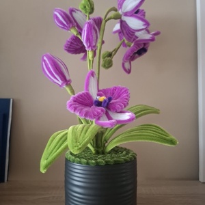 Orchidea kaspóval - otthon & életmód - virágdekoráció - virágdíszek - asztali virágdísz - Meska.hu