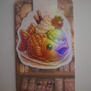 Mágneses könyvjelző - Taiyaki fagyival - könyv & zene - könyvjelző - Meska.hu