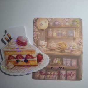 Mágneses könyvjelző - epres torta szelet - könyv & zene - könyvjelző - Meska.hu