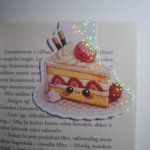 Mágneses könyvjelző - epres torta szelet - könyv & zene - könyvjelző - Meska.hu