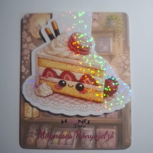 Mágneses könyvjelző - epres torta szelet - könyv & zene - könyvjelző - Meska.hu