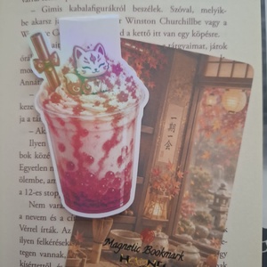 Kitsune Latte - mágneses könyvjelző, Könyv & Zene, Könyvjelző, Fotó, grafika, rajz, illusztráció, Papírművészet, MESKA