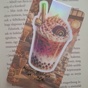 Hojicha Latte (pörkölt tea) - mágneses könyvjelző - könyv & zene - könyvjelző - Meska.hu