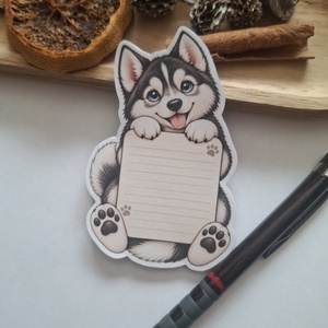 Kis pajtik cuki jegyzettömb - Husky, Otthon & Életmód, Papír, írószer, Jegyzetfüzet & Napló, Fotó, grafika, rajz, illusztráció, Papírművészet, MESKA