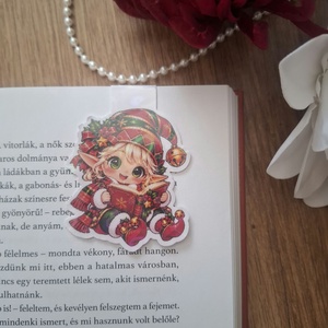 Karácsonyi olvasó manó mágneses könyvjelző - könyv & zene - könyvjelző - Meska.hu