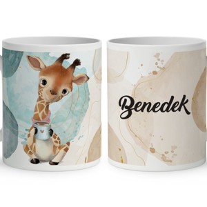 Kérd a Neveddel - Cuki Kávézós zsiráf mintás bögre, Otthon & Életmód, Konyhafelszerelés, tálalás, Tálalás, Bögre & Csésze, , MESKA
