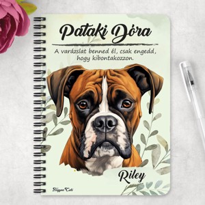 Személyre szabható - Barna Boxer portré mintás A6-os füzet - otthon & életmód - papír, írószer - jegyzetfüzet & napló - Meska.hu