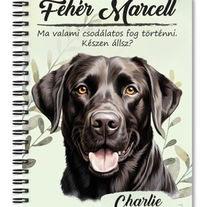 Személyre szabható - Fekete Labrador Retriever portré mintás A6-os füzet, Otthon & Életmód, Papír, írószer, Jegyzetfüzet & Napló, , MESKA