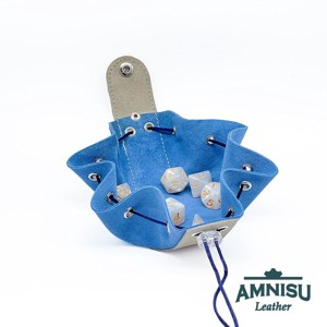 Szürke - világoskék bőr mini 2in1 szütyő és kockatálca N8014-6014 - játék & sport - táblajáték és kártyajáték - társasjátékok - dobókocka - Meska.hu