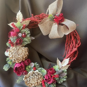 Egyedi szőlővesszőből készült ajtódísz - karácsony - adventi díszek - adventi ajtódísz - Meska.hu