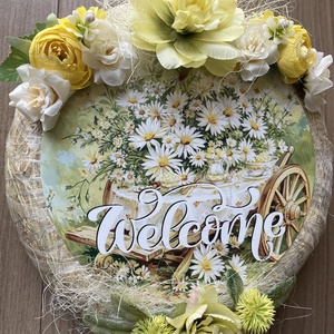 Tavaszi-nyári vendégváró, Welcome feliratú kopogtató/ajtódísz - Meska.hu