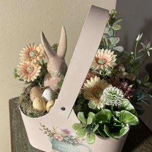  Húsvéti kosárkás asztaldísz nyuszival - otthon & életmód - dekoráció - asztal és polc dekoráció - asztaldísz - Meska.hu