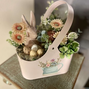  Húsvéti kosárkás asztaldísz nyuszival - otthon & életmód - dekoráció - asztal és polc dekoráció - asztaldísz - Meska.hu