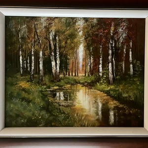 Nyírfa erdő olajfestmény, Művészet, Festmény, Olajfestmény, Festészet, MESKA