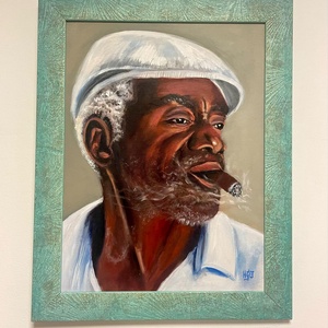 Kubai férfi portréja olajfestmény kerettel, Művészet, Festmény, Olajfestmény, Festészet, MESKA