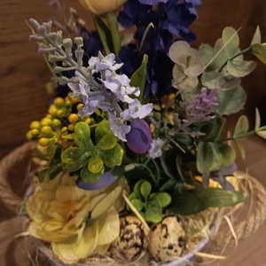 Lila-vanília húsvéti asztali dísz bádogvödörben - otthon & életmód - dekoráció - asztal és polc dekoráció - asztaldísz - Meska.hu