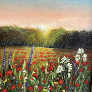 Pipacsos napfelkelte - művészet - festmény - olajfestmény - Meska.hu