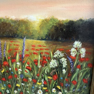 Pipacsos napfelkelte - művészet - festmény - olajfestmény - Meska.hu