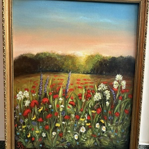 Pipacsos napfelkelte - művészet - festmény - olajfestmény - Meska.hu