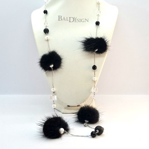 Ezüst nyaklánc szörmével és ásványokkal - Meska.hu