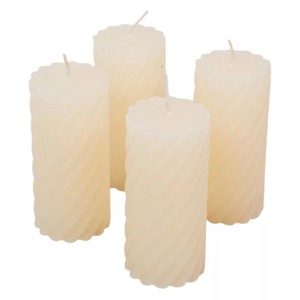Kontúrozott csavart henger gyertya 55x100 mm - ivory, Kellékek & szerszámok, Dekorációs kellékek, Dekorációs gyertya, , MESKA