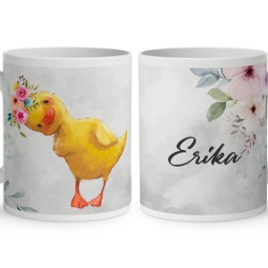 Névvel kérhető - Cuki kíváncsi kiskacsa mintás bögre, Otthon & Életmód, Konyhafelszerelés, tálalás, Tálalás, Bögre & Csésze, , MESKA