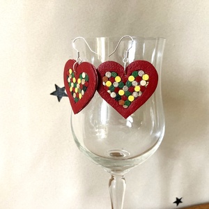 Fülbevaló bőrből,  heart M., Ékszer, Fülbevaló, Lógó fülbevaló, Bőrművesség, MESKA