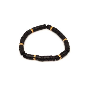 Bazalt ásvány karkötő arany korong köztessel 67 mm, Ékszer, Karkötő, Ásványkarkötő, , MESKA