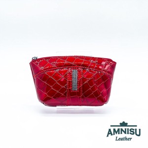 Sötét piros lakk krokkómintás egy cipzáras egyenes swarovski köves kulcstartó E5022 -  - Meska.hu