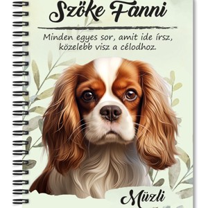 Személyre szabható - Vörös Cavalier King Charles spániel portré mintás A5-ös füzet, Otthon & Életmód, Papír, írószer, Jegyzetfüzet & Napló, , MESKA