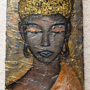 Fém hatású Buddha akril festmény - Meska.hu