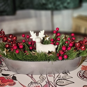 Karácsonyi asztaldísz, Karácsony, Karácsonyi lakásdekoráció, Karácsonyfadíszek, Festett tárgyak, Gipszöntés, MESKA