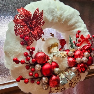 Téli ajtókopogtató  - karácsony - karácsonyi lakásdekoráció - karácsonyi ajtódíszek - Meska.hu