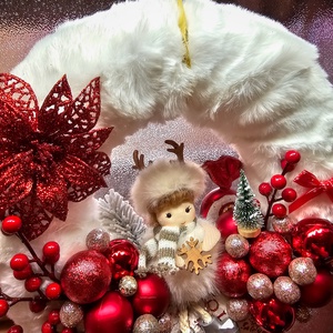 Téli ajtókopogtató  - karácsony - karácsonyi lakásdekoráció - karácsonyi ajtódíszek - Meska.hu