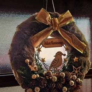 Téli ajtókopogtató  - karácsony - karácsonyi lakásdekoráció - karácsonyi ajtódíszek - Meska.hu