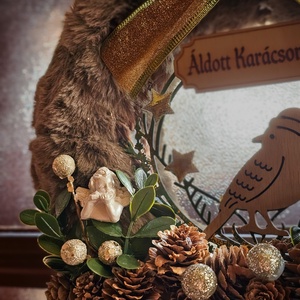 Téli ajtókopogtató  - karácsony - karácsonyi lakásdekoráció - karácsonyi ajtódíszek - Meska.hu