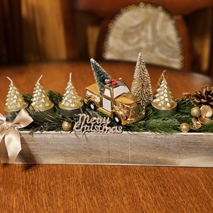 Adventi koszorú- Arany karácsonyi expressz , Karácsony, Adventi díszek, Adventi koszorú, Virágkötés, MESKA