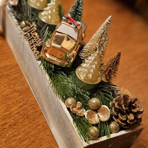 Adventi koszorú- Arany karácsonyi expressz  - karácsony - adventi díszek - adventi koszorú - Meska.hu