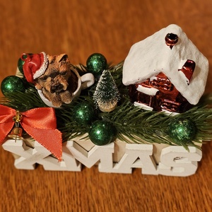 Yorkshire Terrier kutya karácsonyi dekoráció  - karácsony - karácsonyi lakásdekoráció - karácsonyi lakásdíszek - Meska.hu