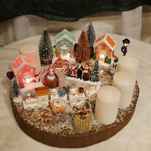 Adventi koszorú - Mesebeli Téli falucska - Meska.hu