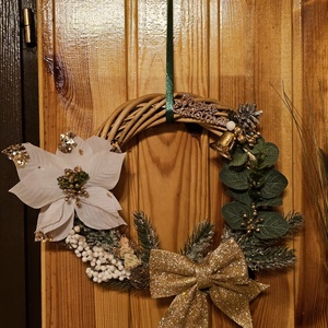 Ajtókopogtató , Karácsony, Karácsonyi lakásdekoráció, Karácsonyi ajtódíszek, Virágkötés, MESKA