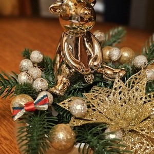 Asztaldísz arany szarvassal - karácsony - karácsonyi lakásdekoráció - ünnepi asztaldekoráció - Meska.hu